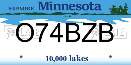 O74BZB Minnesota License Plate
