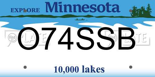 O74SSB Minnesota License Plate