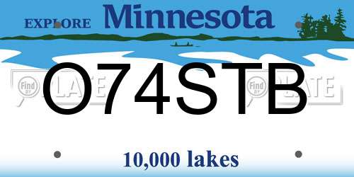 O74STB Minnesota License Plate
