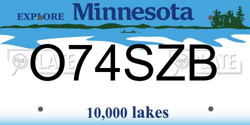 O74SZB Minnesota License Plate
