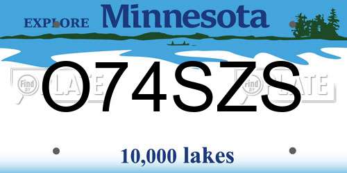 O74SZS Minnesota License Plate