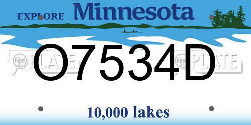 O7534D Minnesota License Plate