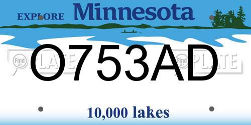 O753AD Minnesota License Plate