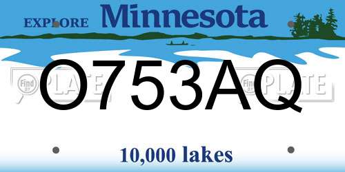 O753AQ Minnesota License Plate