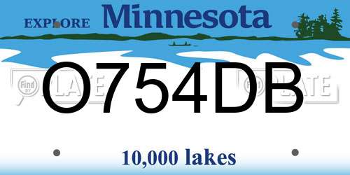 O754DB Minnesota License Plate