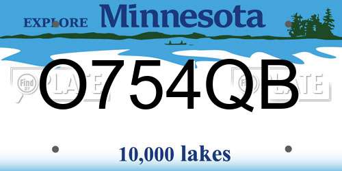 O754QB Minnesota License Plate