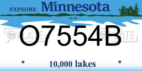 O7554B Minnesota License Plate
