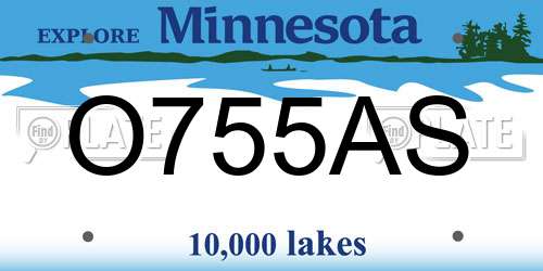 O755AS Minnesota License Plate