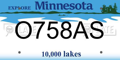 O758AS Minnesota License Plate