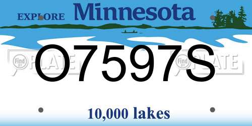 O7597S Minnesota License Plate