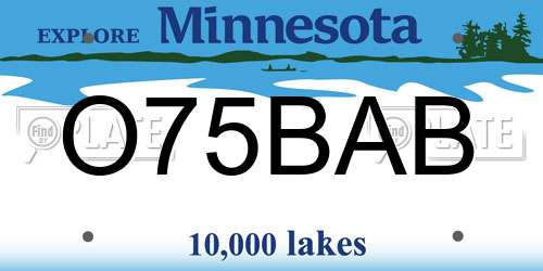 O75BAB Minnesota License Plate