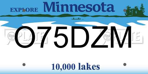 O75DZM Minnesota License Plate