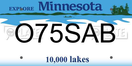 O75SAB Minnesota License Plate