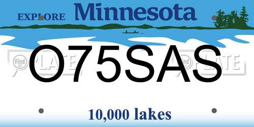 O75SAS Minnesota License Plate