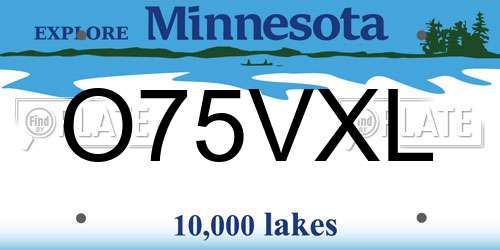 O75VXL Minnesota License Plate