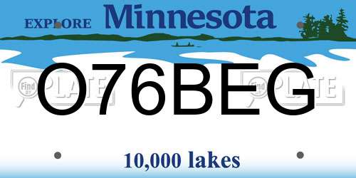 O76BEG Minnesota License Plate