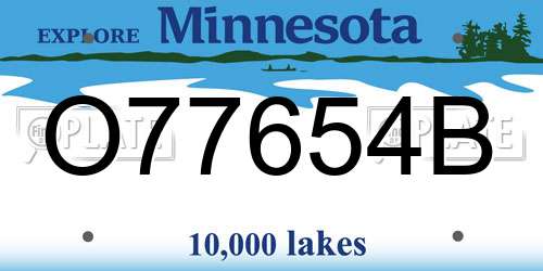O77654B Minnesota License Plate