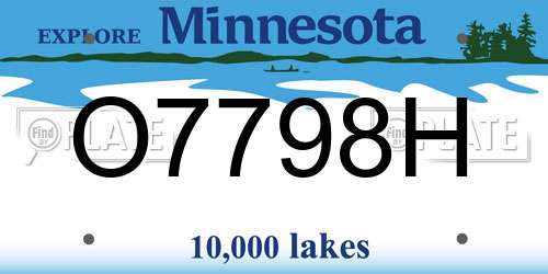 O7798H Minnesota License Plate