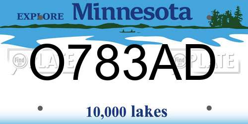 O783AD Minnesota License Plate