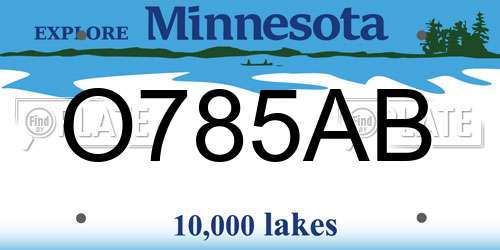 O785AB Minnesota License Plate