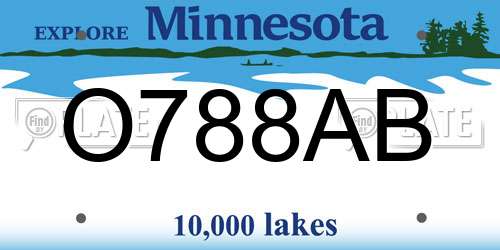 O788AB Minnesota License Plate