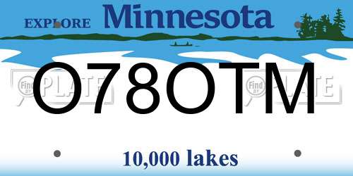 O78OTM Minnesota License Plate