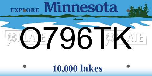 O796TK Minnesota License Plate