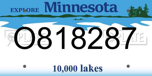 O818287 Minnesota License Plate