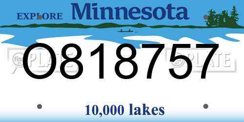O818757 Minnesota License Plate