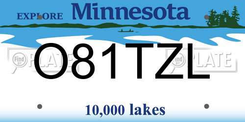 O81TZL Minnesota License Plate