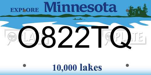 O822TQ Minnesota License Plate