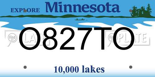 O827TO Minnesota License Plate
