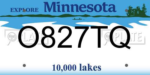 O827TQ Minnesota License Plate