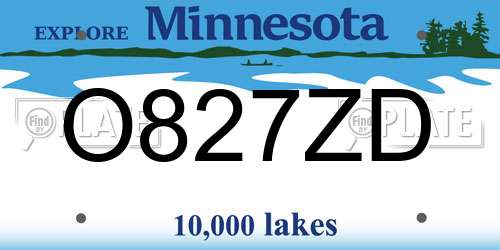 O827ZD Minnesota License Plate