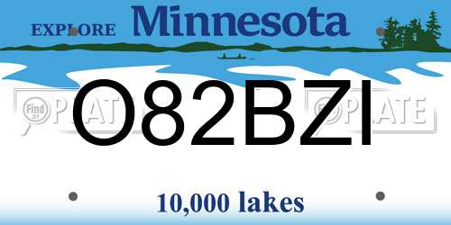 O82BZI Minnesota License Plate