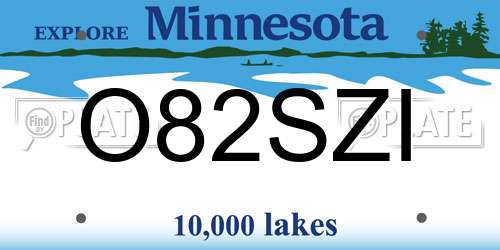 O82SZI Minnesota License Plate