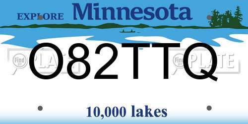 O82TTQ Minnesota License Plate