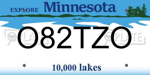 O82TZO Minnesota License Plate