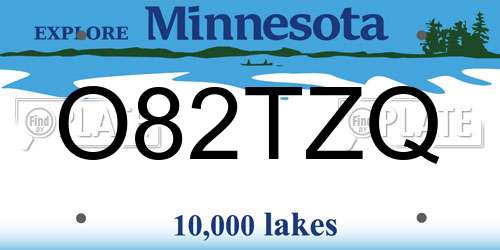 O82TZQ Minnesota License Plate
