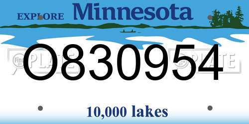 O830954 Minnesota License Plate
