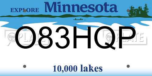 O83HQP Minnesota License Plate