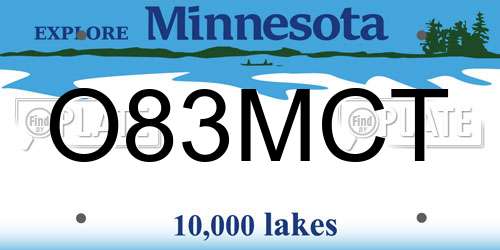 O83MCT Minnesota License Plate