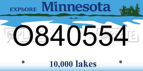 O840554 Minnesota License Plate