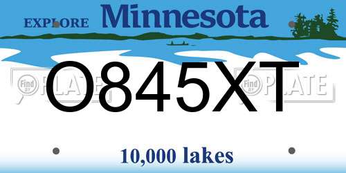 O845XT Minnesota License Plate