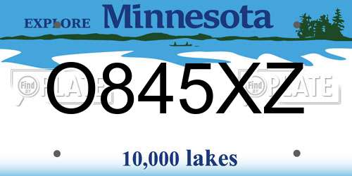 O845XZ Minnesota License Plate