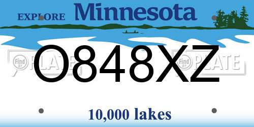 O848XZ Minnesota License Plate