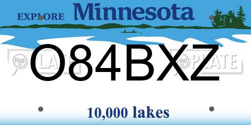 O84BXZ Minnesota License Plate