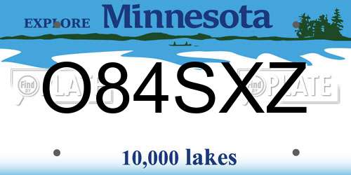 O84SXZ Minnesota License Plate
