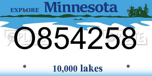 O854258 Minnesota License Plate