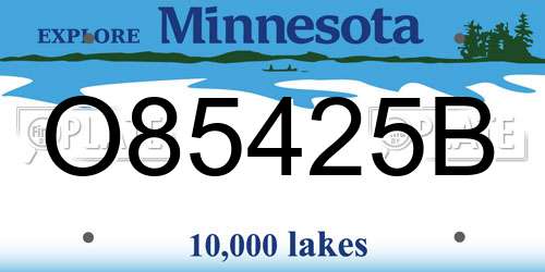 O85425B Minnesota License Plate